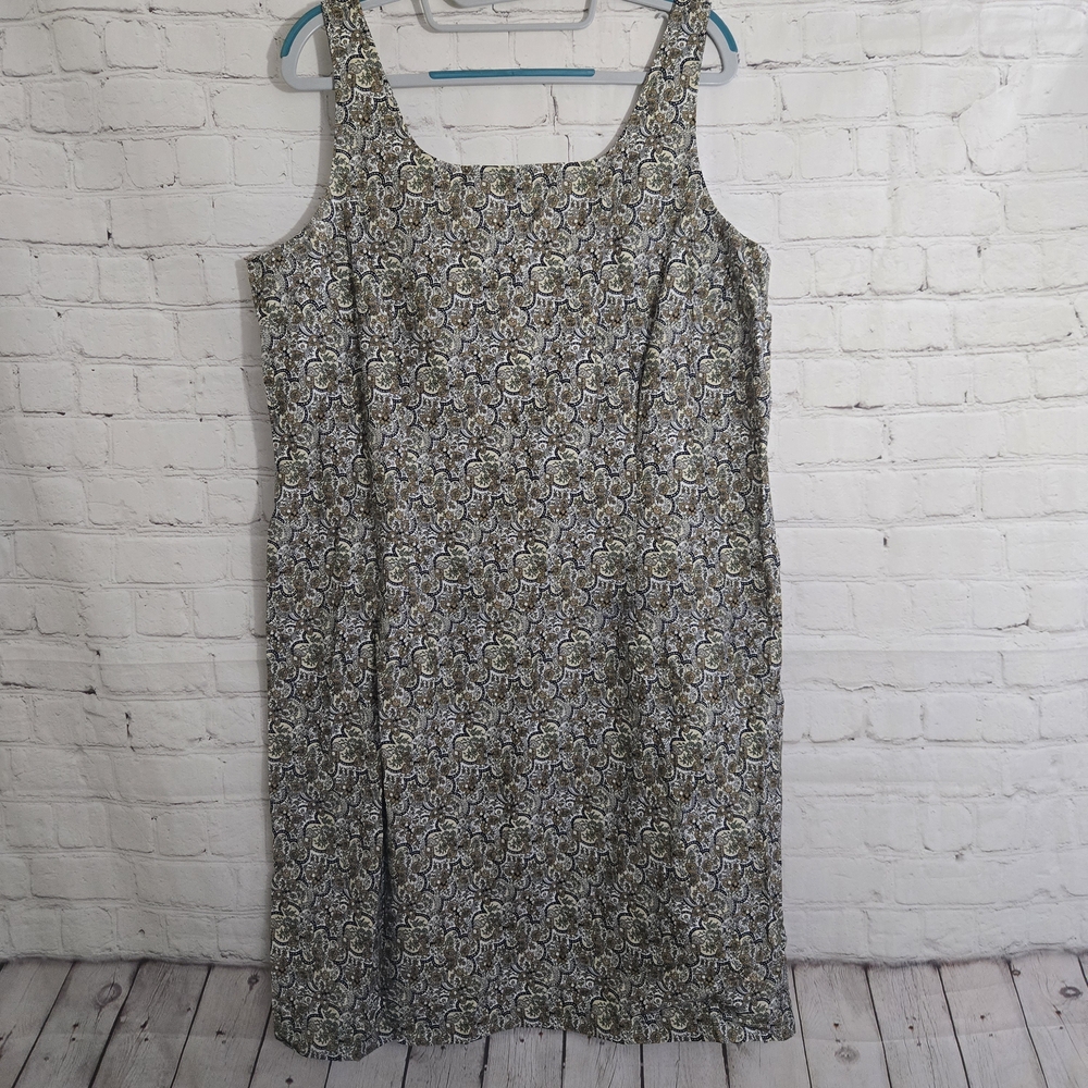 Faded Glory Black and Cream Patterned Midi‎ Dress 90s Vintage Sz XL Milkmaid